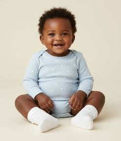 Body Infantil Canelado com Mini Ícones do Céu – Tam RN a 18 Meses