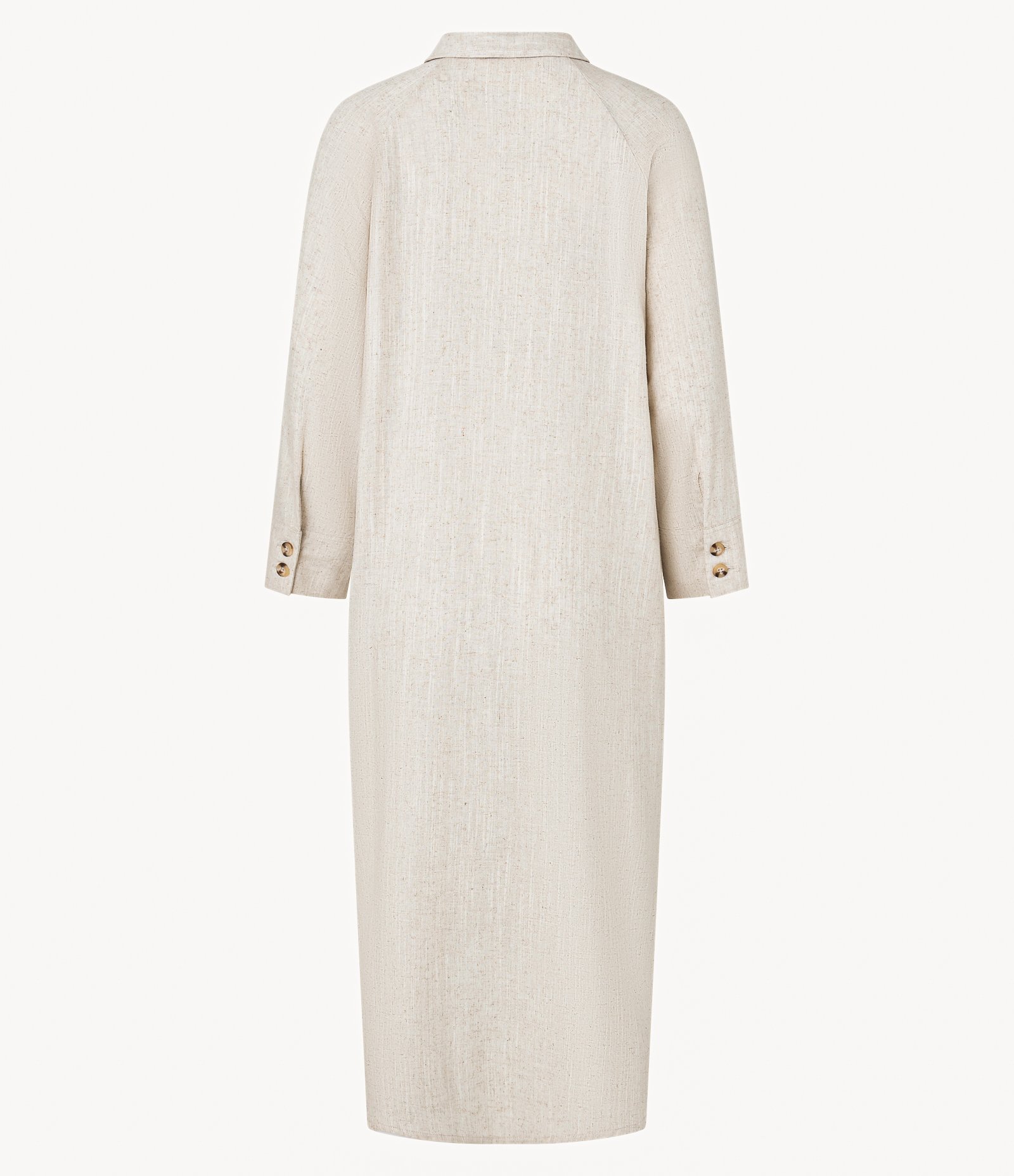 Vestido Reto Chemise em Viscolinho com Manga 7/8 Bege 7