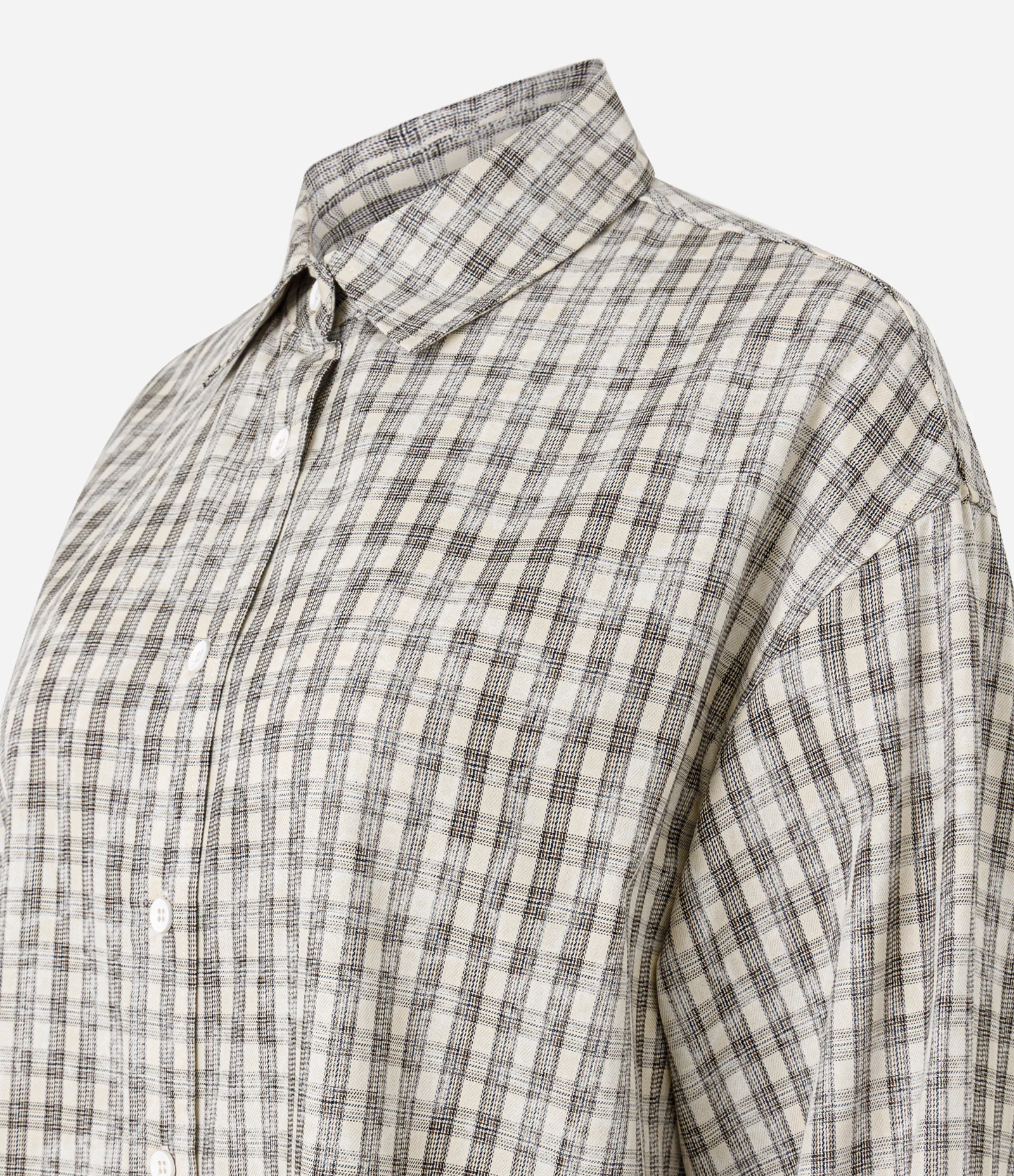 Camisa Slim Xadrez Lavado em Tricoline Bege 5