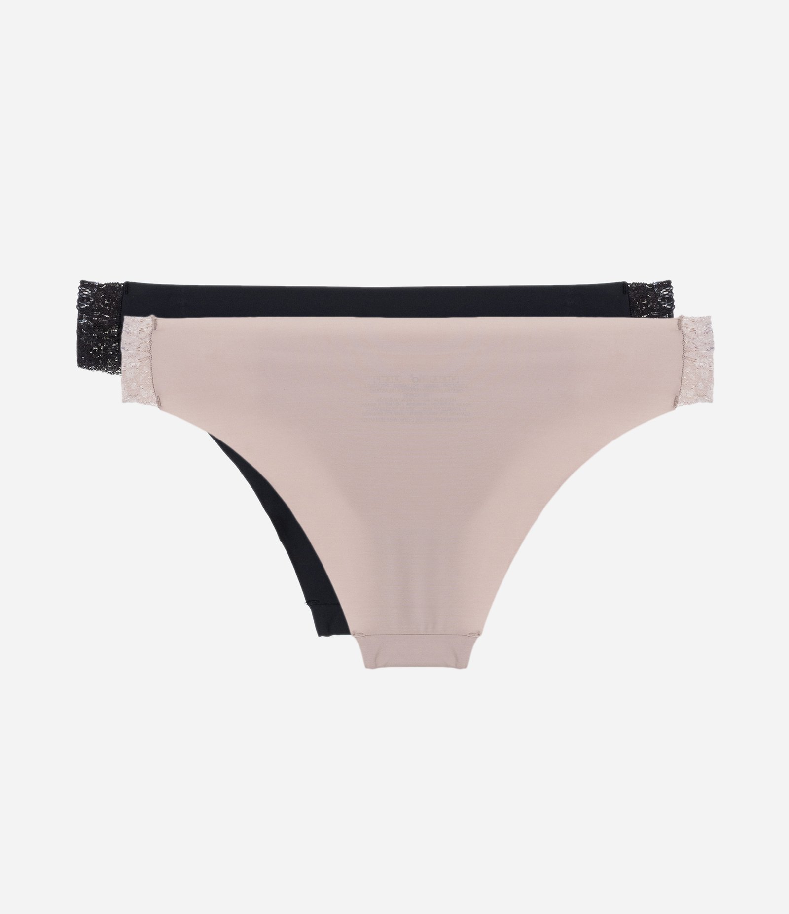 Kit 02 Calcinhas Biquíni em Microfibra com Detalhe de Renda Preto/Bege 2