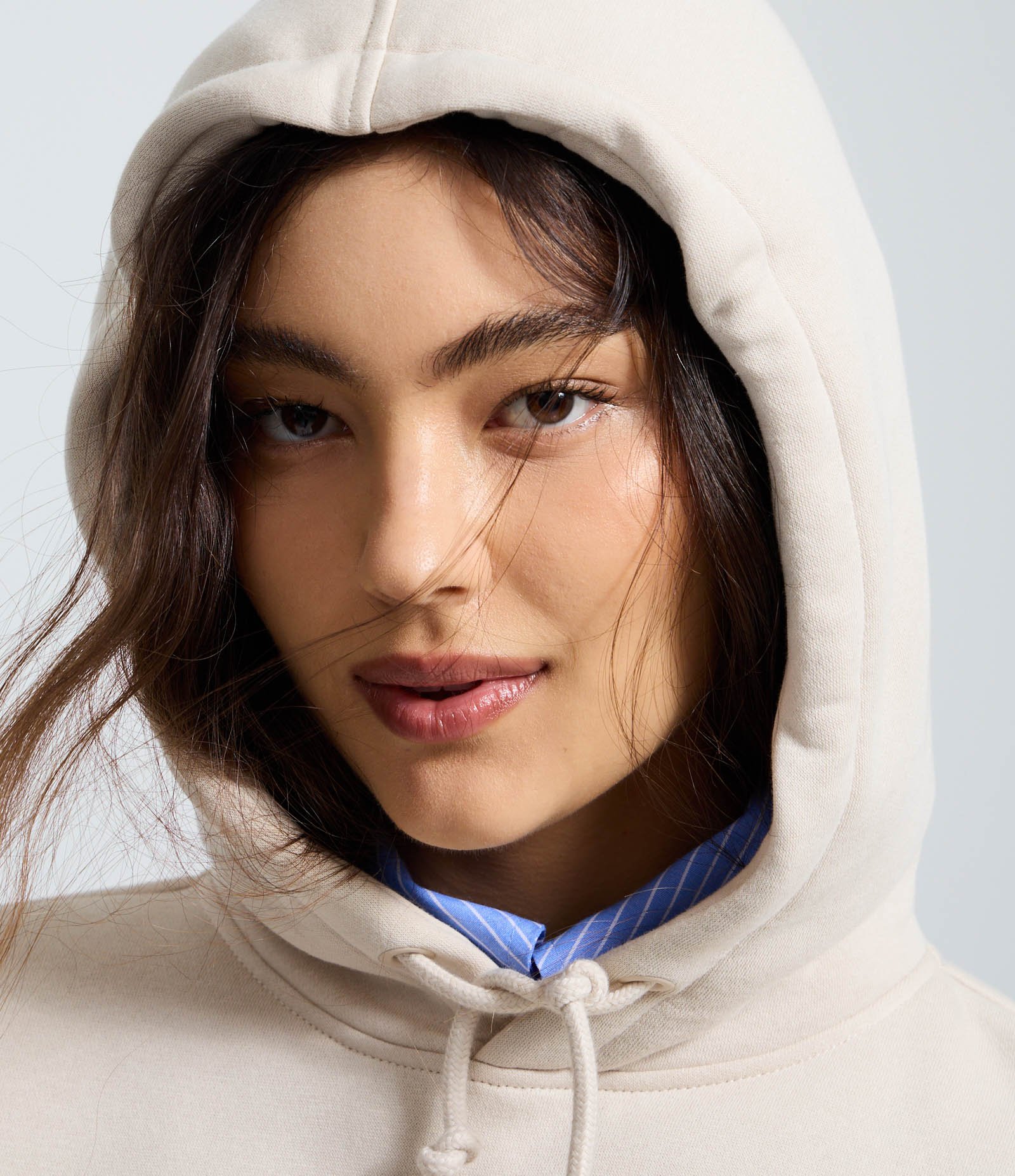 Blusão Moletom com Felpa Oversized e Estampa College Bege 4