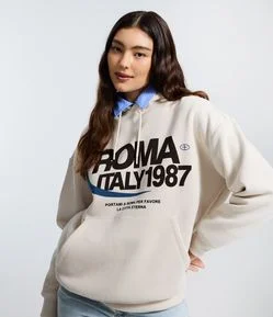 Blusão Moletom com Felpa Oversized e Estampa College