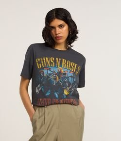 Camiseta Alongada em Algodão com Estampa Guns N' Roses