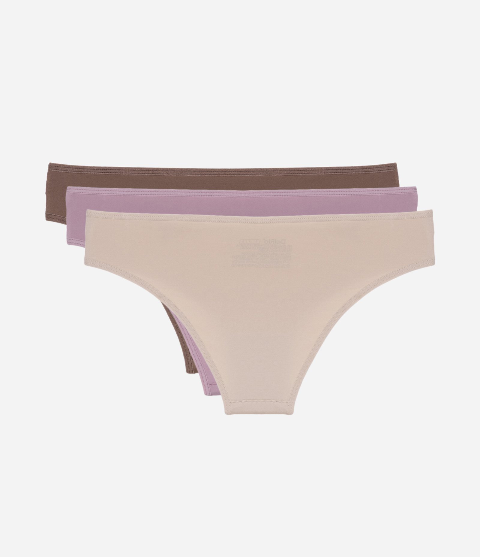 Kit 03 Calcinhas Biquíni em Microfibra Delrio Marrom/Rosa/Bege 2