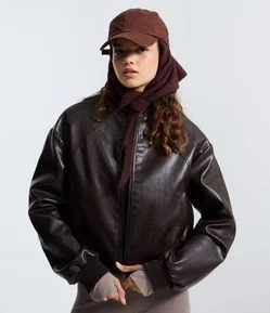 Jaqueta Bomber em PU com Golinha Alta