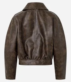 Jaqueta Bomber em PU com Efeito Manchado