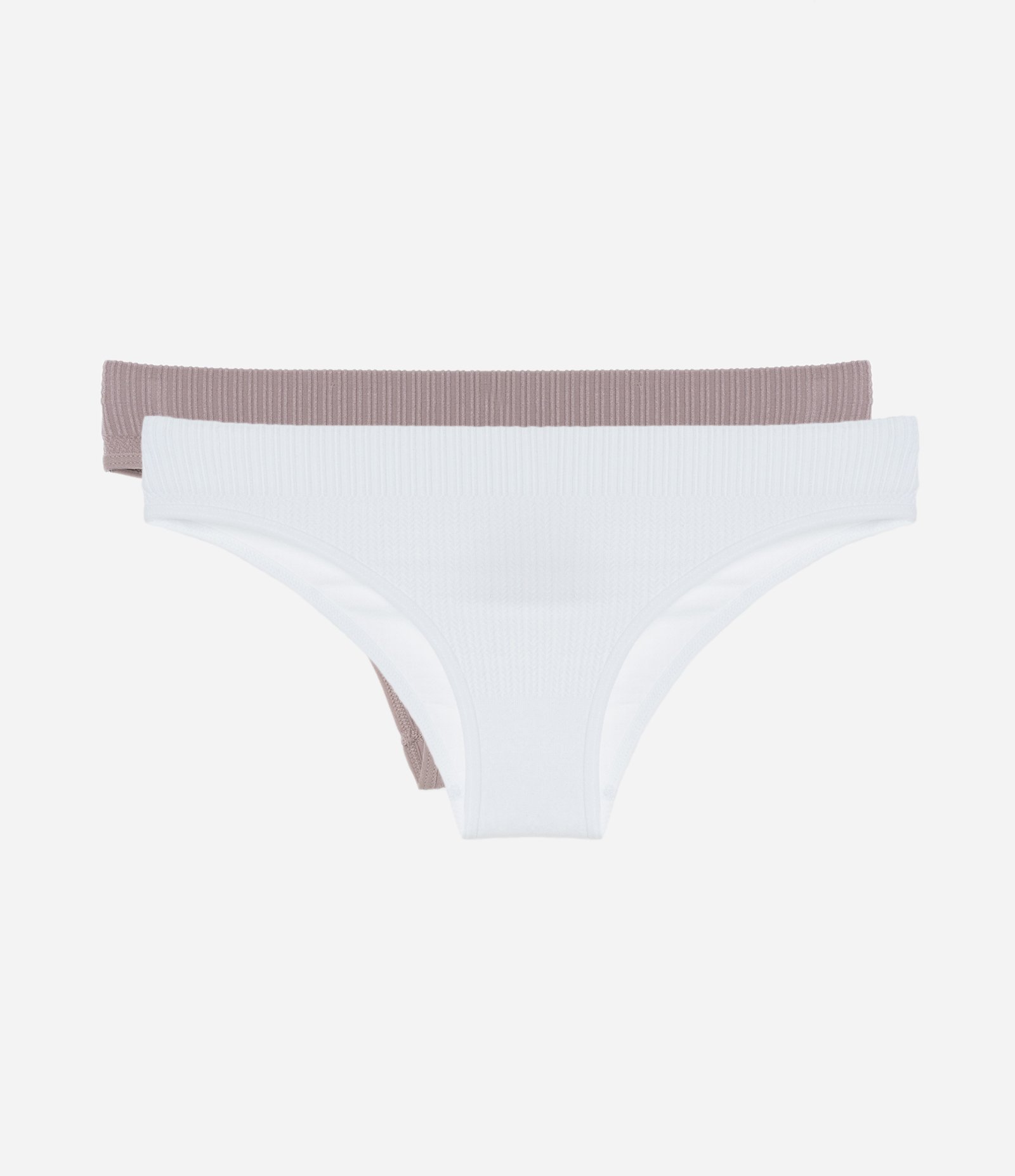 Kit 02 Calcinhas Biquíni Seamless Básicas Delrio Branco/Rosa Neutro 1