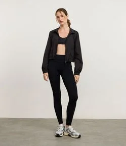 Jaqueta Corta Vento Cropped Esportiva com Saquinho