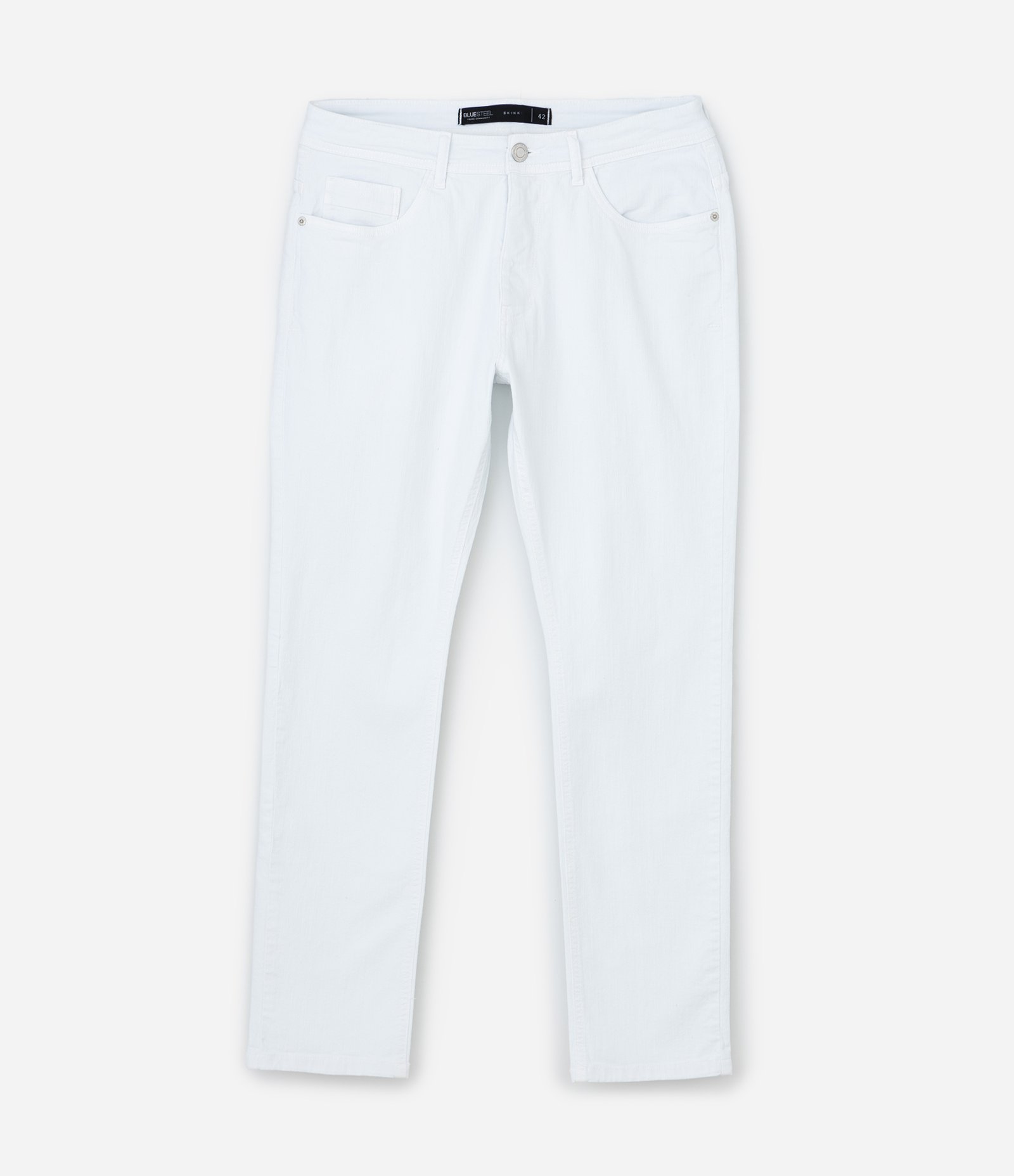 Calça Skinny Cropped em Sarja com Bolsos Branco 5