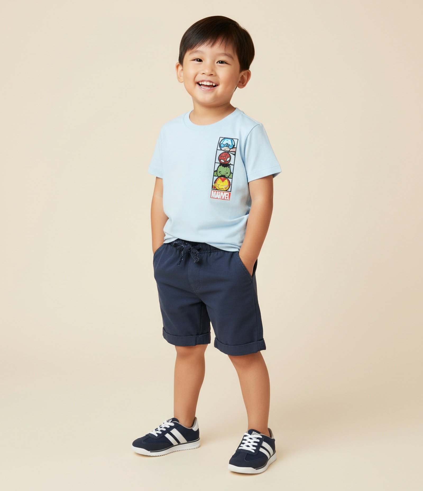 Camiseta Infantil Estampa Frente e Costas Avengers Baby - Tam 1 a 6 Anos Azul 1