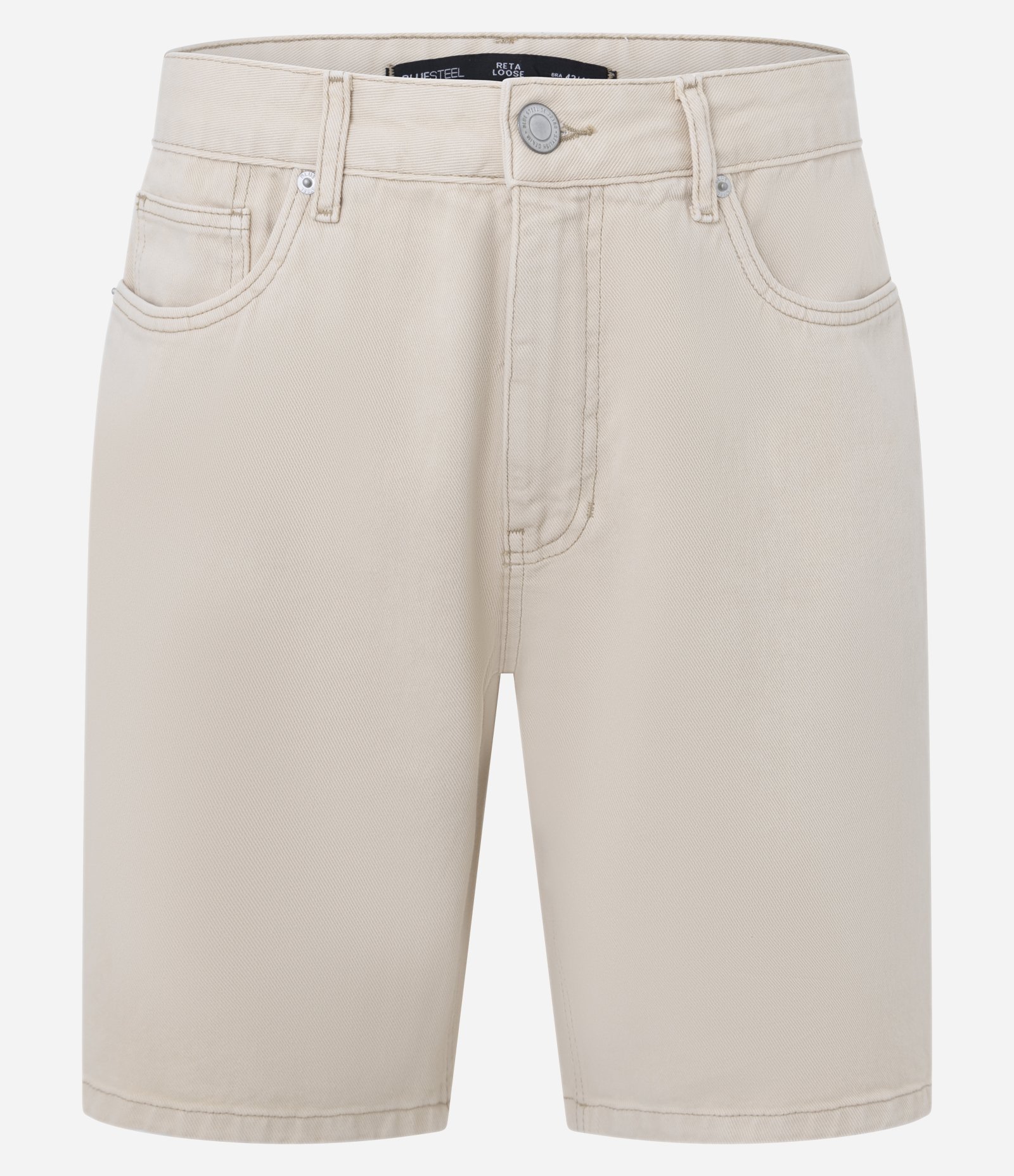 Bermuda Reta Loose em Sarja com Bolso Bege 5