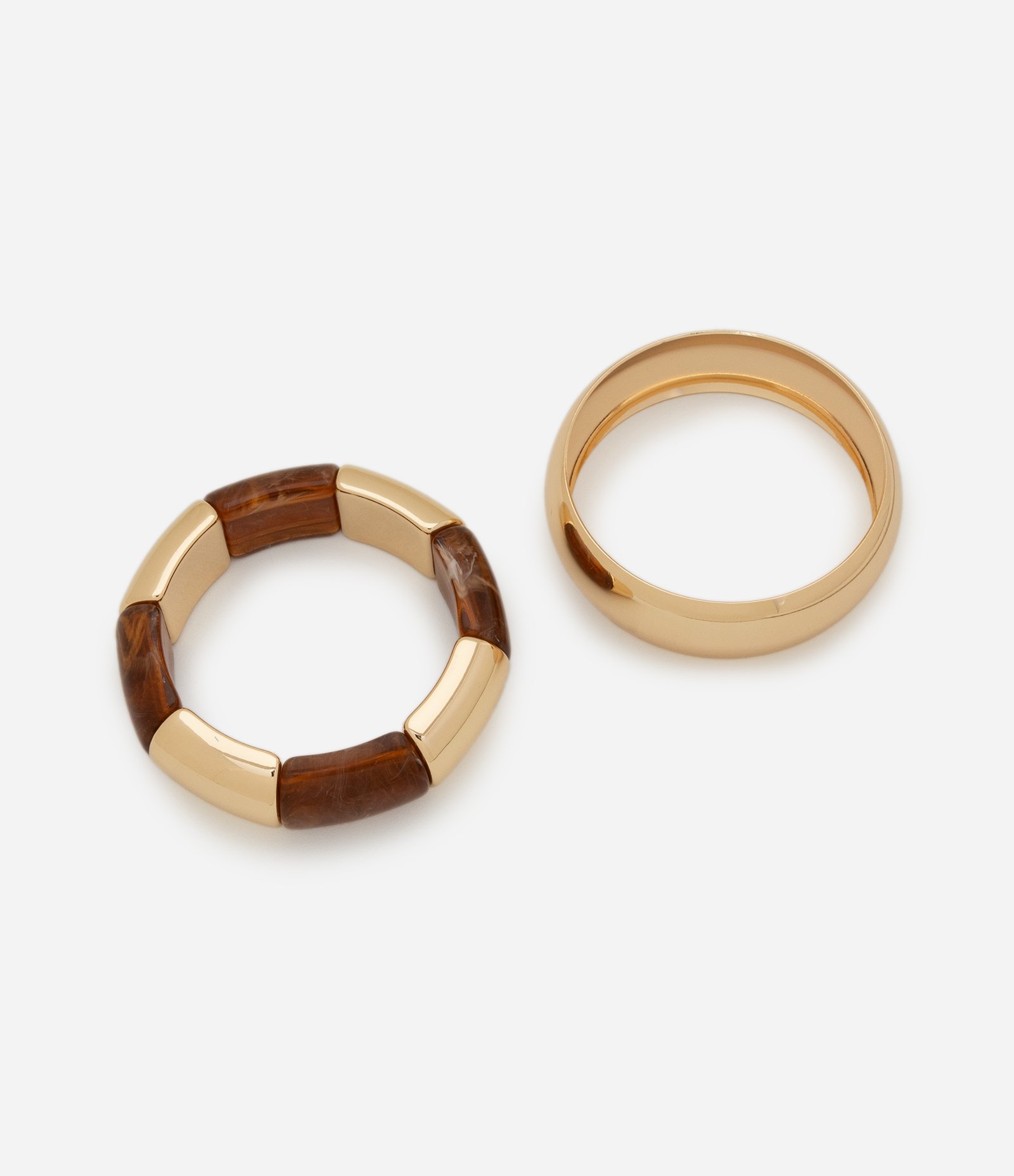 Kit 02 Braceletes Rígidos em Resina Tubular e Metal Dourado Dourado 1