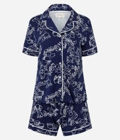 Pijama Short Doll Americano em Viscolycra com Estampa Floral