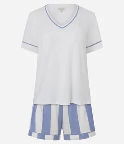Pijama Americano Short Doll com Estampa Listrada