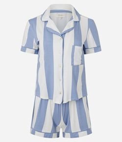 Pijama Americano Short Doll com Estampa Listrada