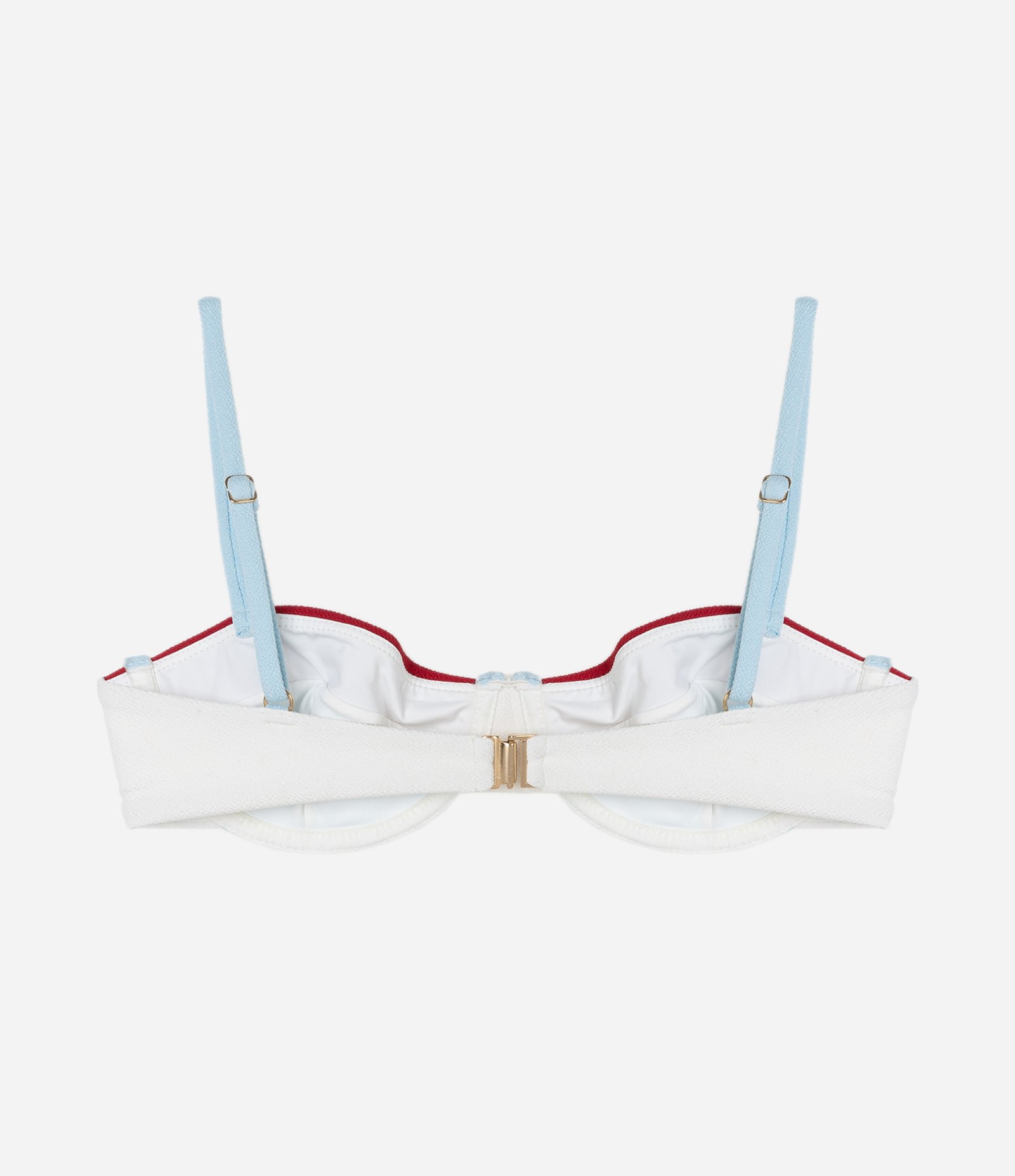 Biquíni Top Meia Taça em Microfibra Texturizada com Bloco de Cores Azul 6