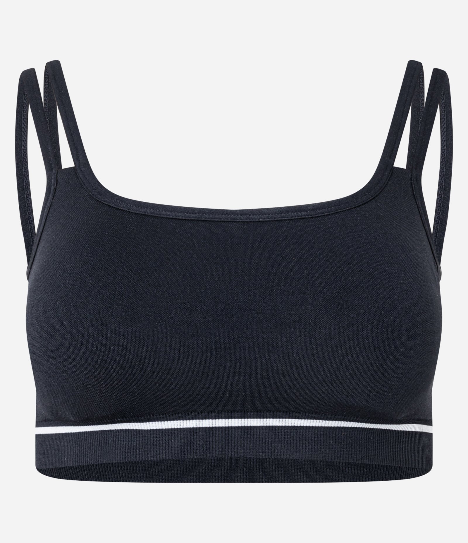 Top Esportivo Seamless com Alças Duplas e Listra na Barra Preto 6
