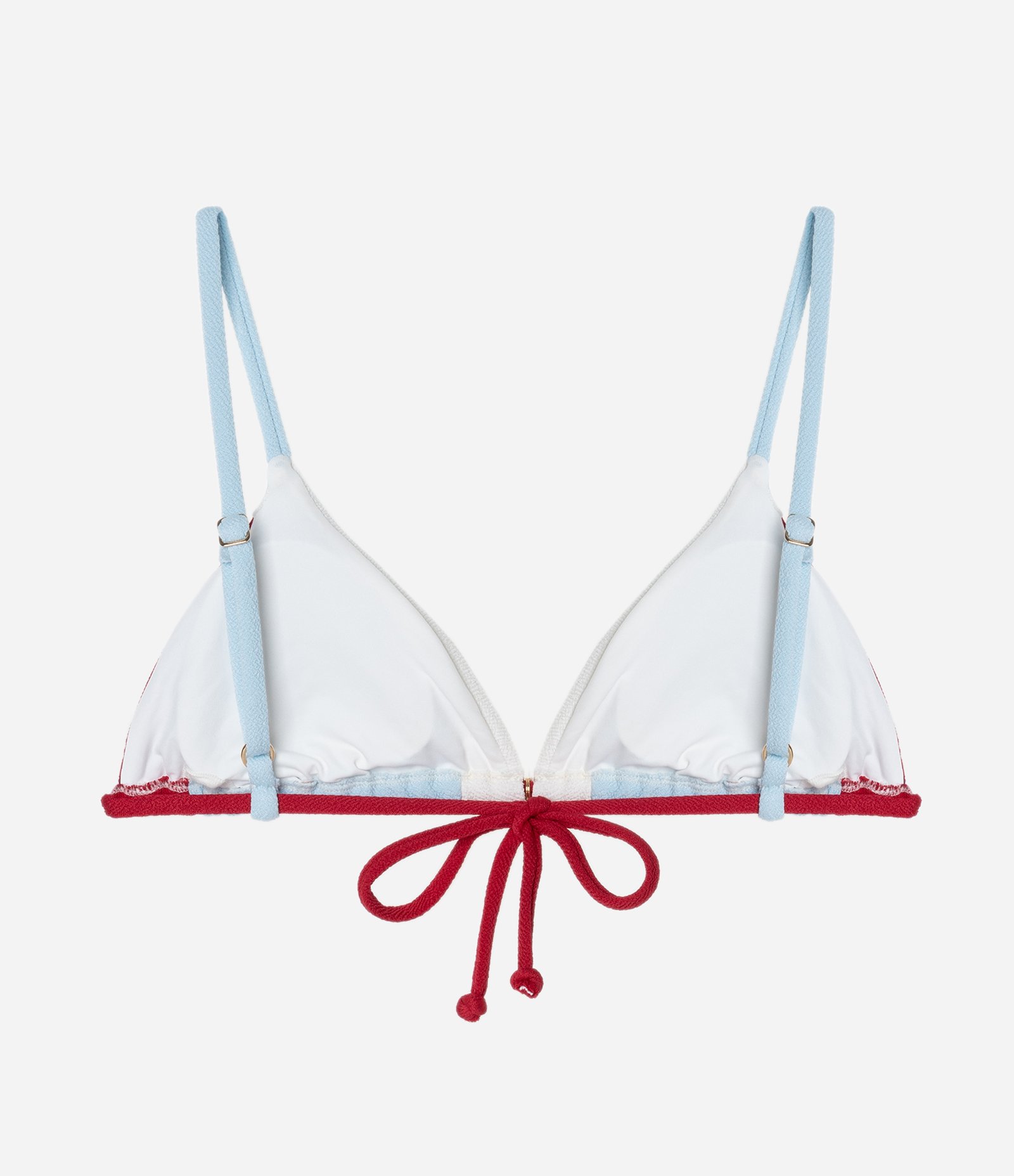 Biquíni Top Cortininha Texturizada com Bloco de Cor e Pingente de Conchinha Azul 6