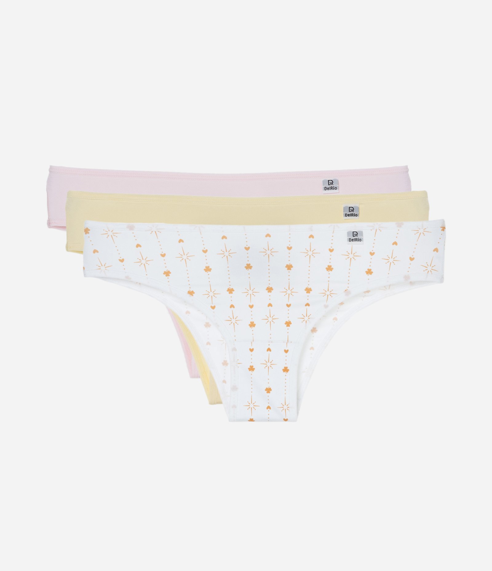 Kit 03 Calcinhas Biquíni em Microfibra DelRio Rosa/Amarelo/Branco 1