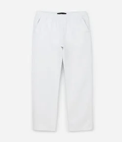 Calça Básica em Cotton Texturizado com Cós Elástico