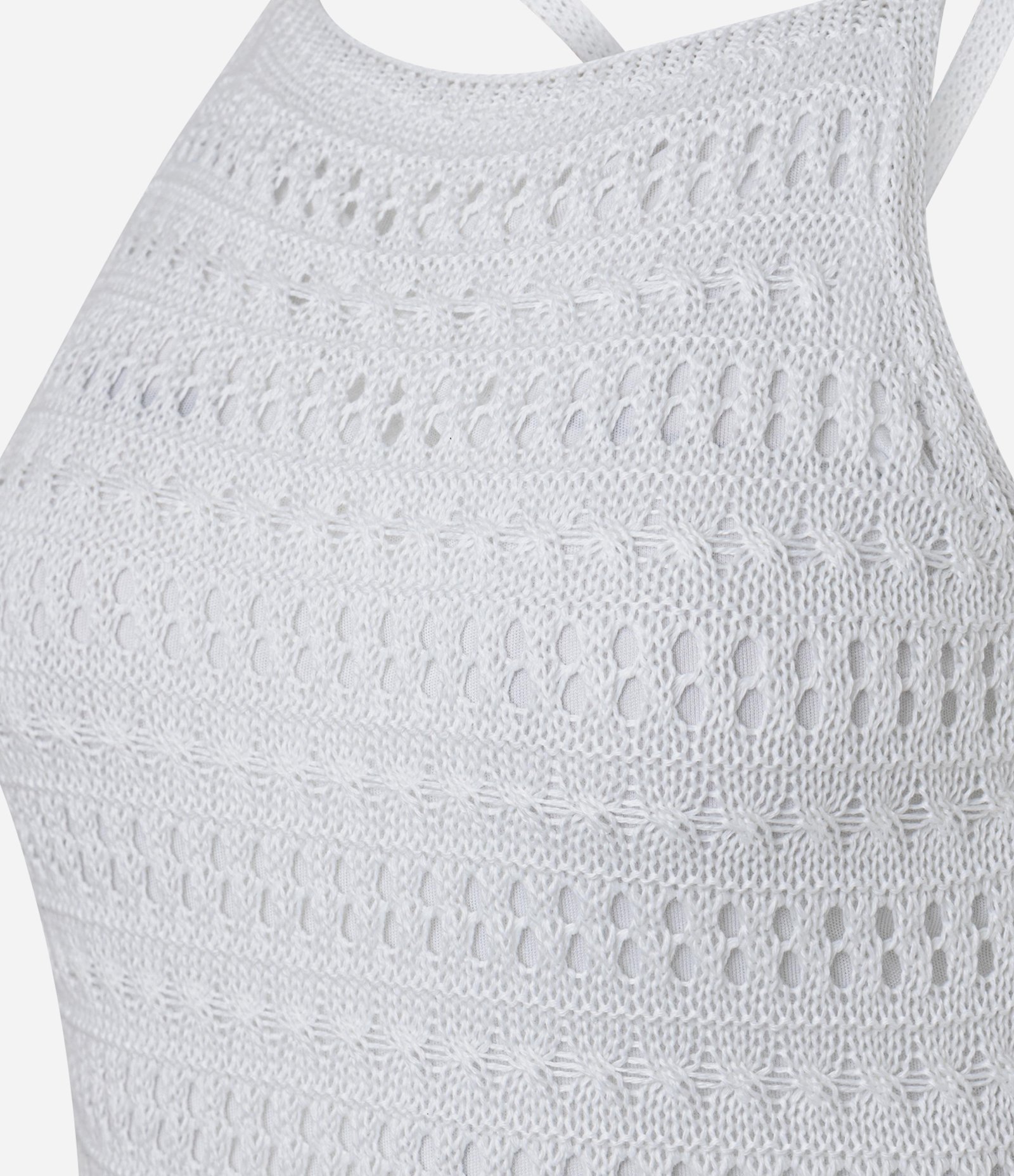 Vestido Long Midi em Tricô com Alças Cruzadas nas Costas Branco 2