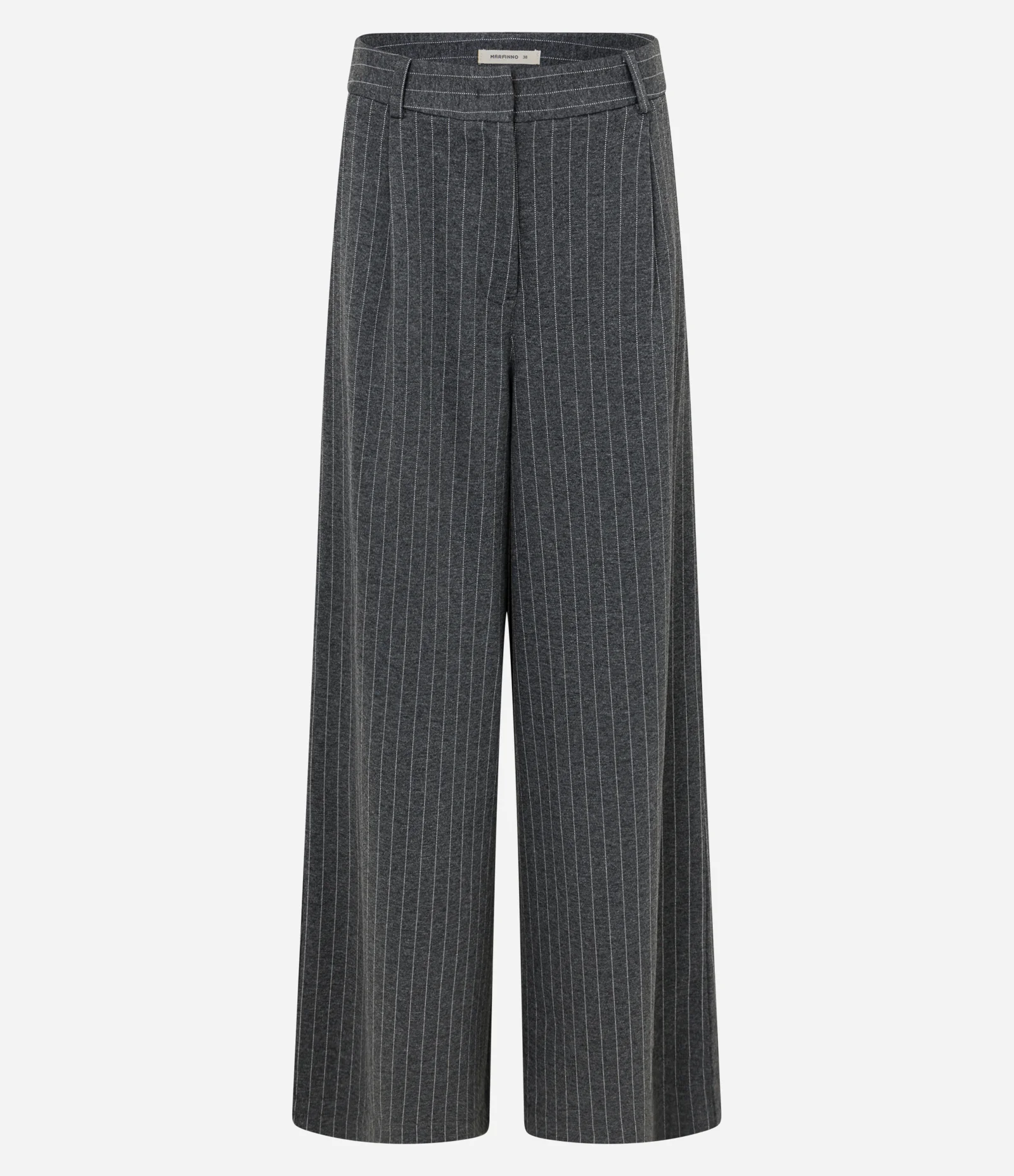 Calça Pantalona em Modal com Risca de Giz Cinza 1