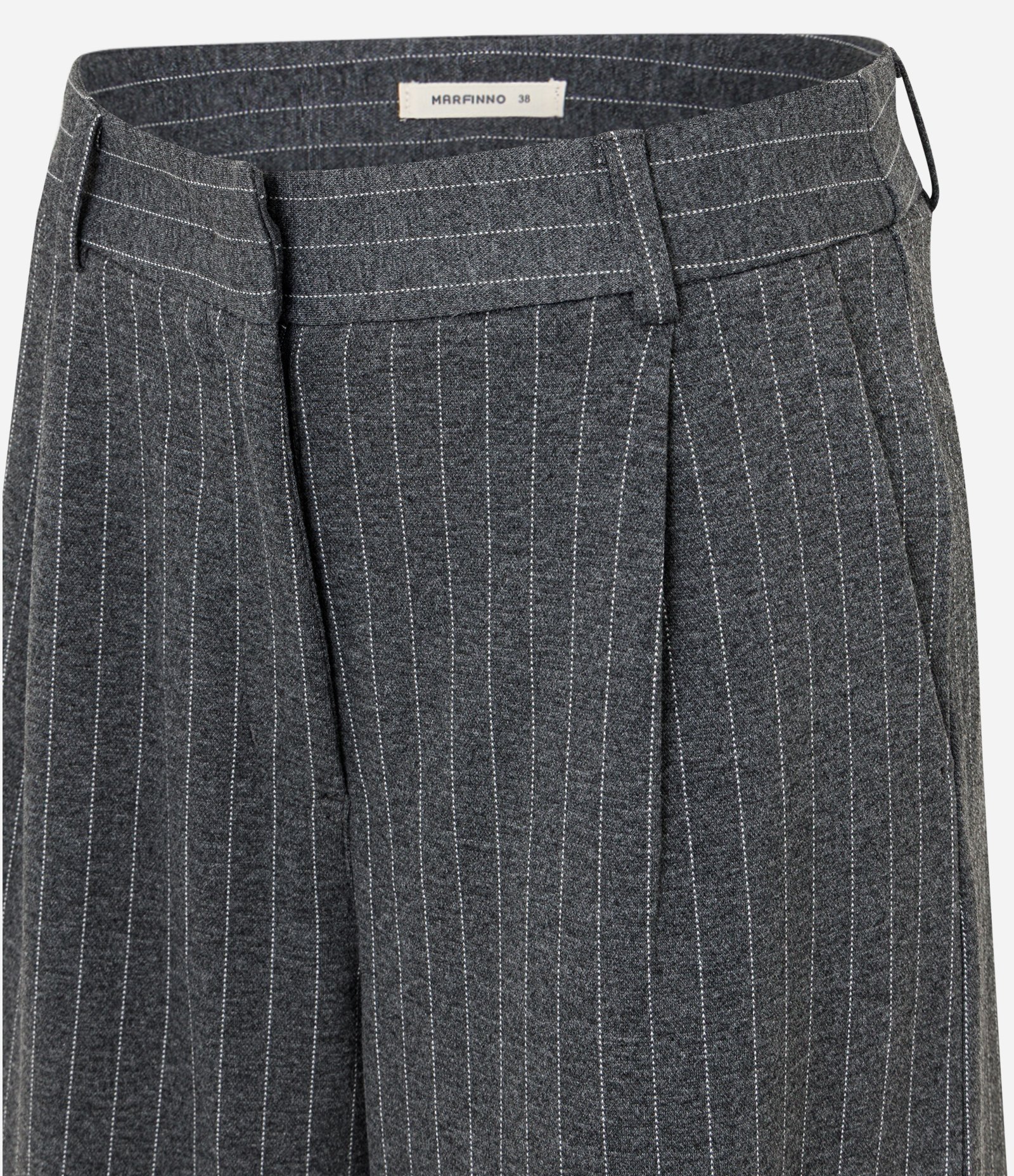 Calça Pantalona em Modal com Risca de Giz Cinza 2