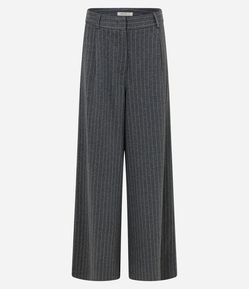 Calça Pantalona em Modal com Risca de Giz