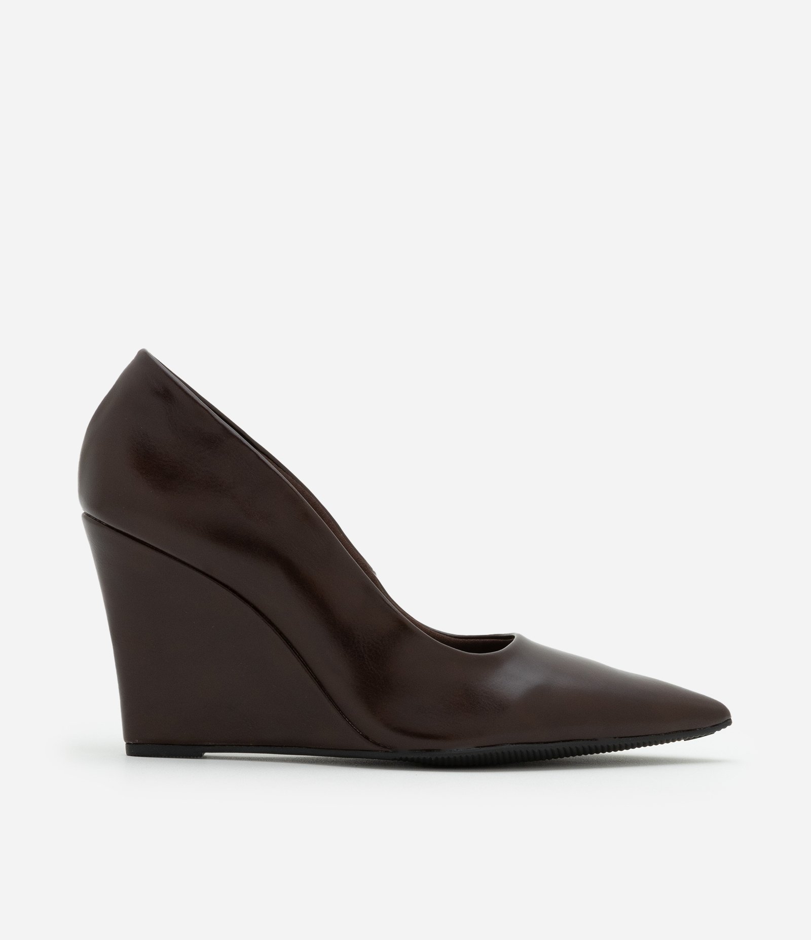 Sapato Scarpin Anabela Bico Fino Marrom 1