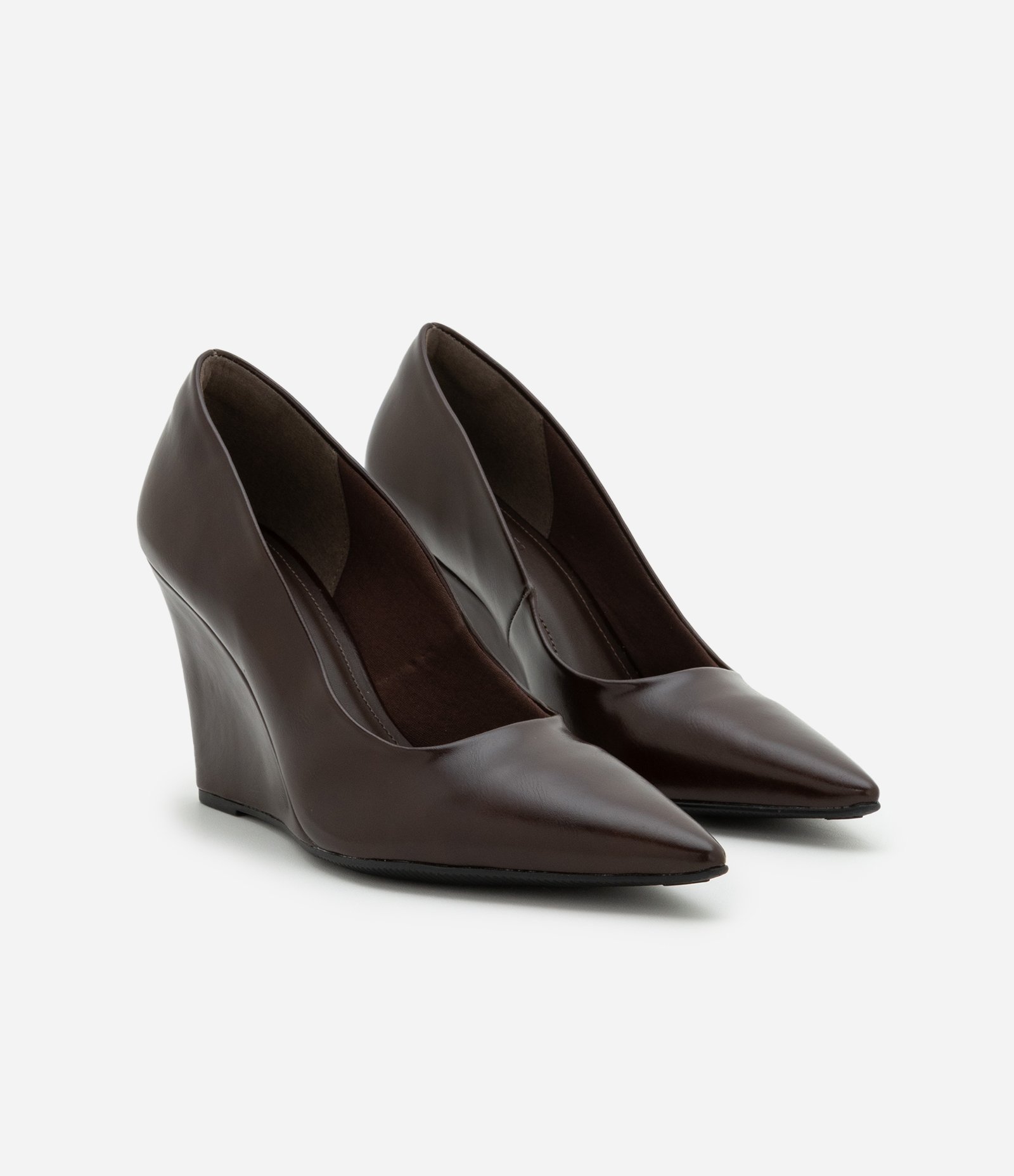 Sapato Scarpin Anabela Bico Fino Marrom 3