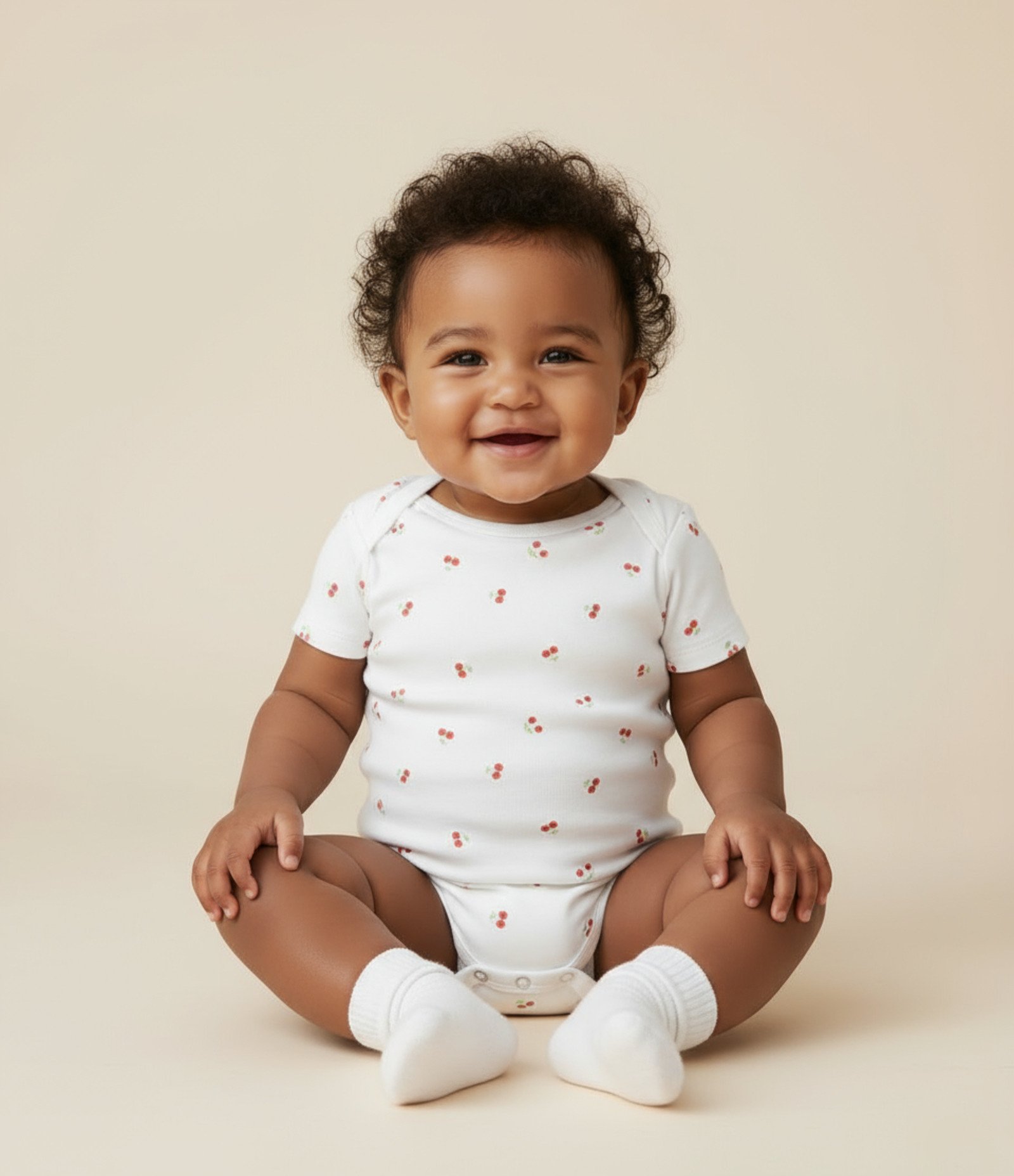 Body Infantil com Estampa de Cereja - Tam RN a 18 Meses Branco 1