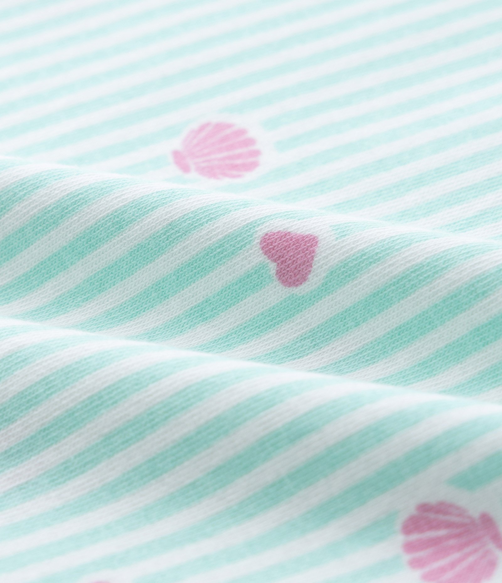 Body Infantil Listrado com Estampa Conchas e Corações – Tam RN a 18 Meses Verde Água 3