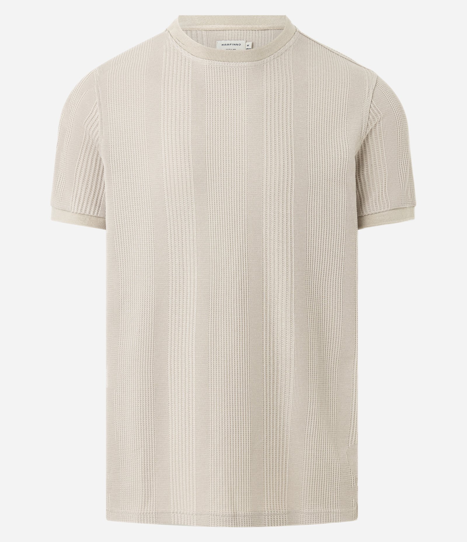 Camiseta Regular em Algodão com Textura Vertical Cinza 1