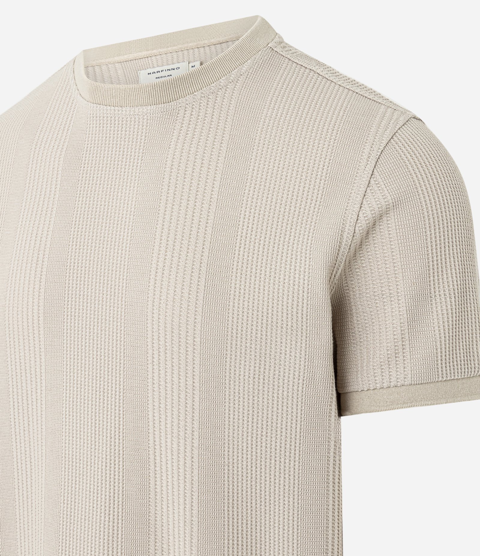 Camiseta Regular em Algodão com Textura Vertical Cinza 2