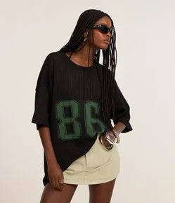 Camiseta Oversized Sportcore em Tricô Estampa Número 86