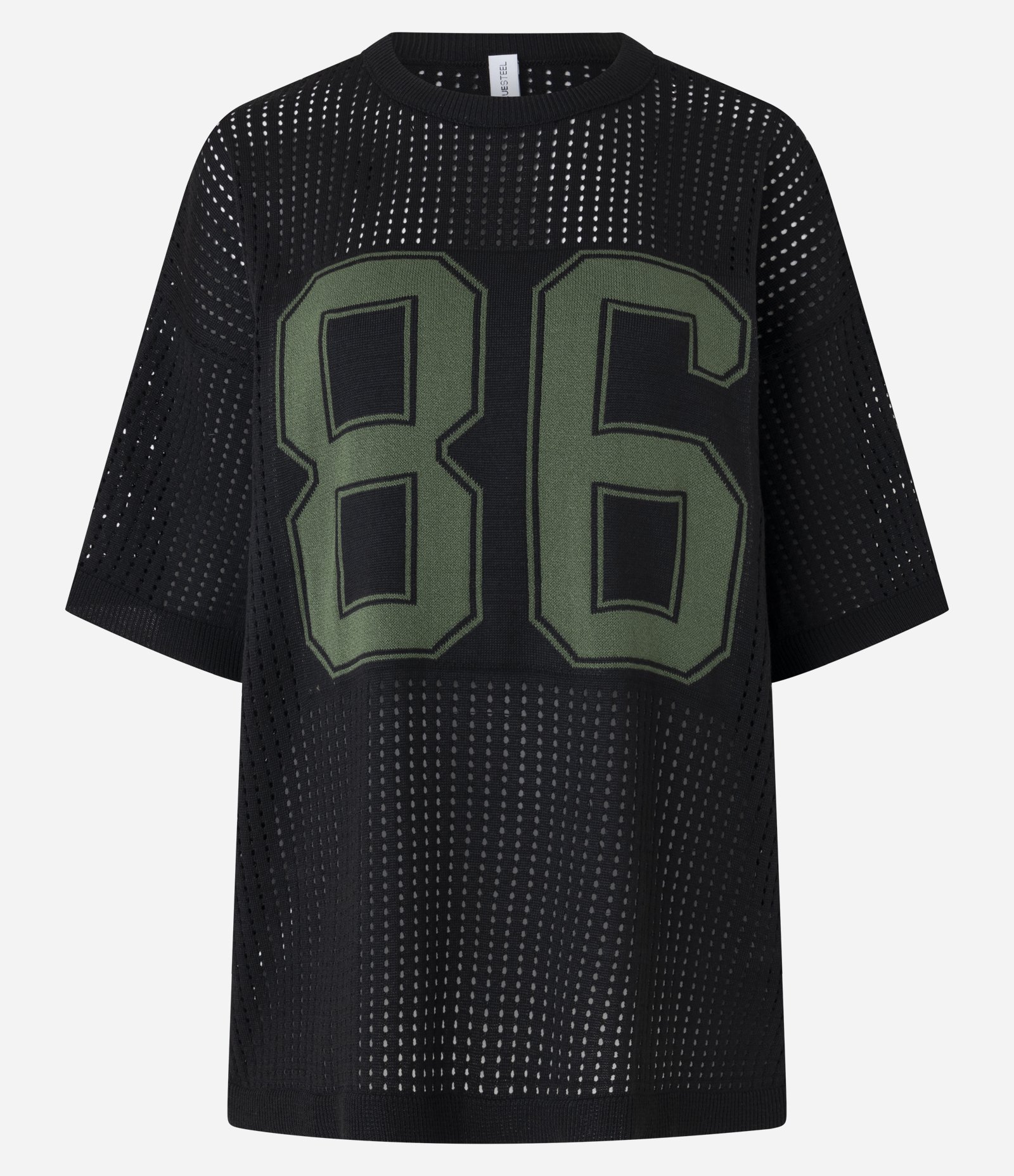Camiseta Oversized Sportcore em Tricô Estampa Número 86 Preto 6