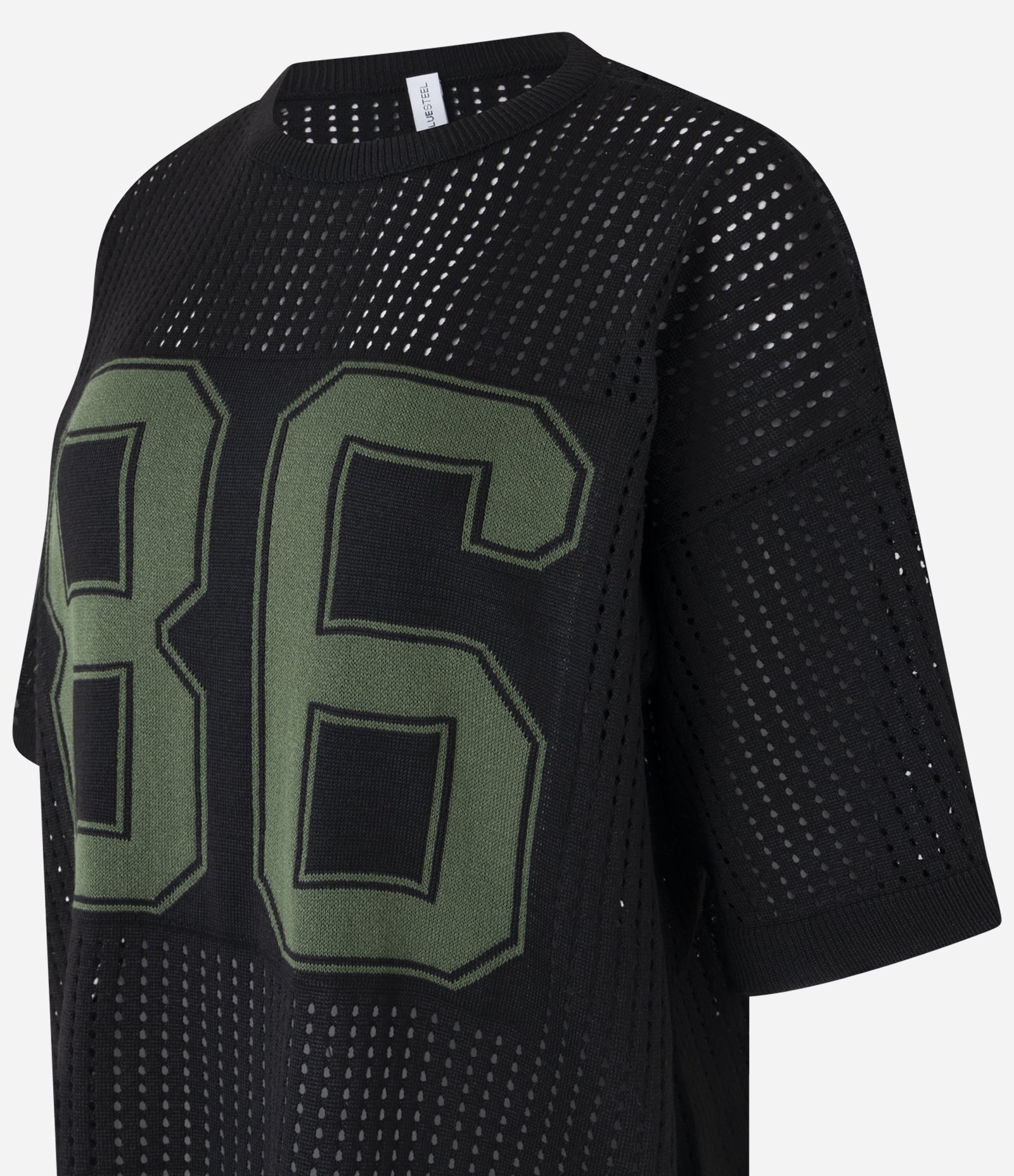 Camiseta Oversized Sportcore em Tricô Estampa Número 86 Preto 7
