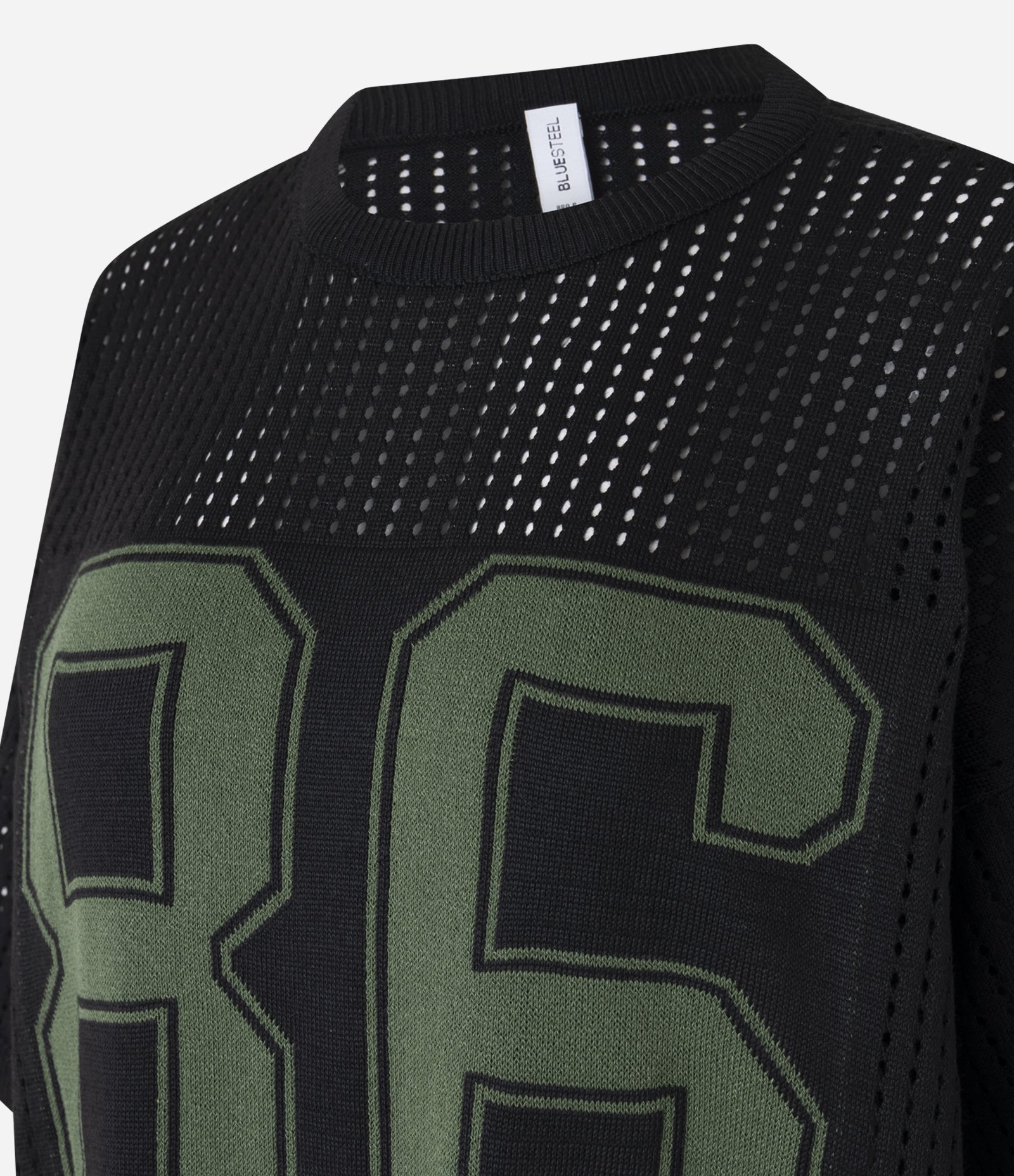 Camiseta Oversized Sportcore em Tricô Estampa Número 86 Preto 8