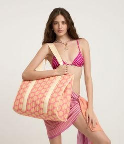Bolsa de Praia Atoalhada com Estampa Floral