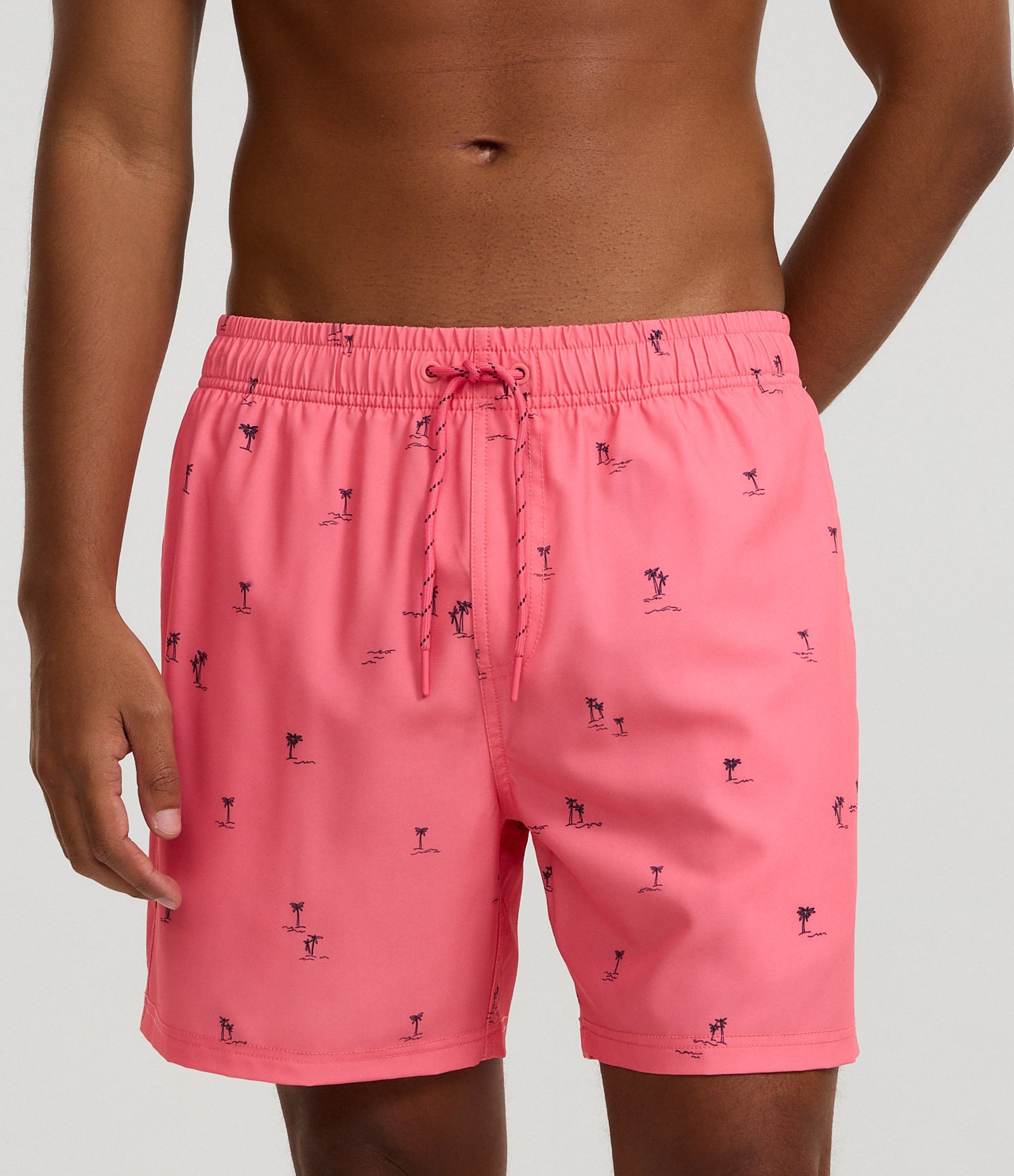 Bermuda de Banho em Microfibra com Estampa de Mini Coqueiros Rosa 2