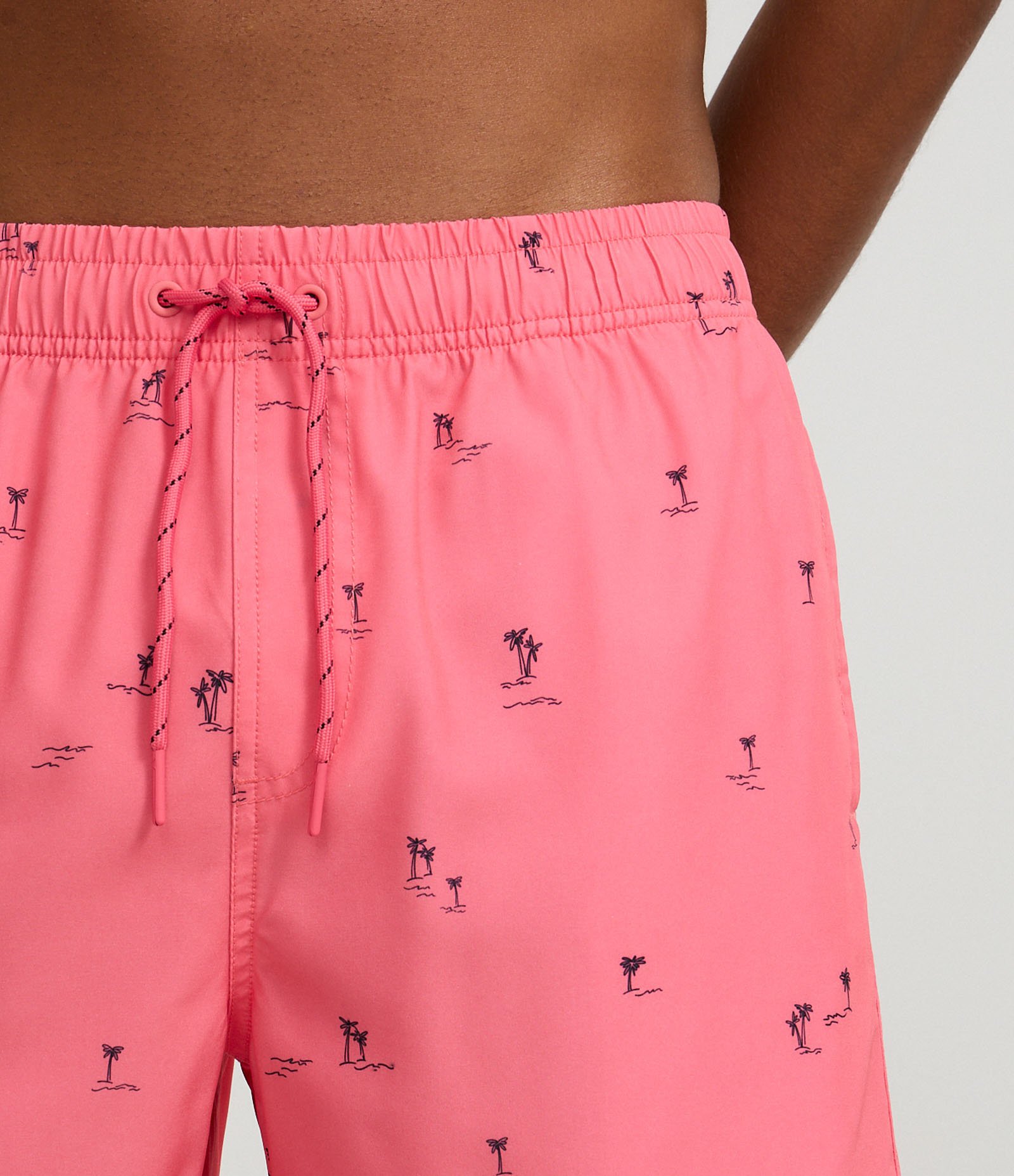 Bermuda de Banho em Microfibra com Estampa de Mini Coqueiros Rosa 3
