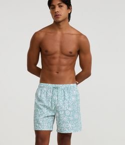 Bermuda de Banho em Microfibra com Estampa Abstrata orgânica