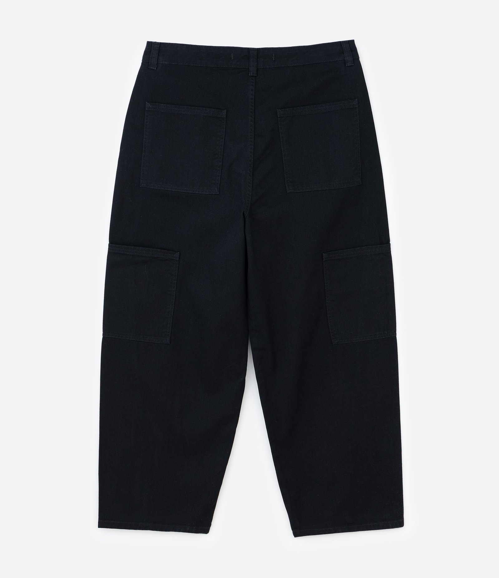 Calça Skater em Sarja com Recortes Deslocados e Bolsos Grandes Preto 7