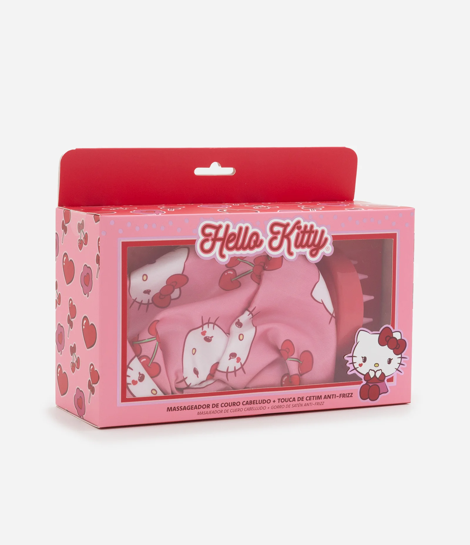Kit Escova Massageadora Capilar + Touca de Cetim Hello Kitty U 1