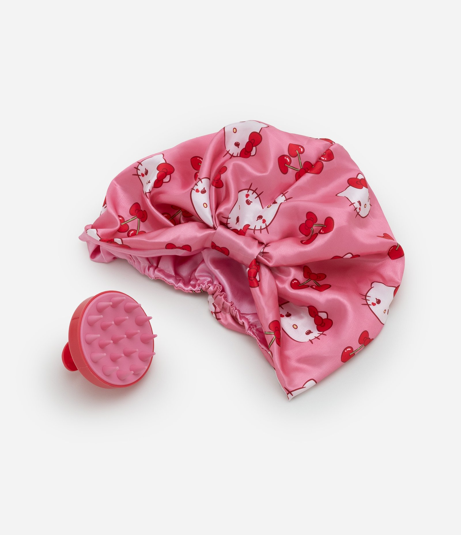 Kit Escova Massageadora Capilar + Touca de Cetim Hello Kitty U 2