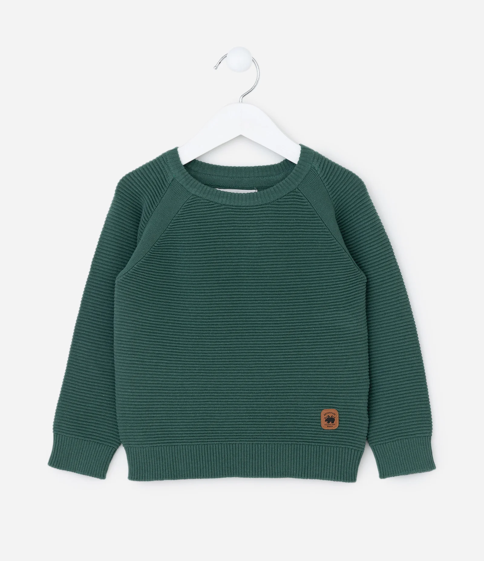Casaco Infantil em Tricô Texturizado com Manga Raglan – Tam 1 a 4 Anos Verde 1