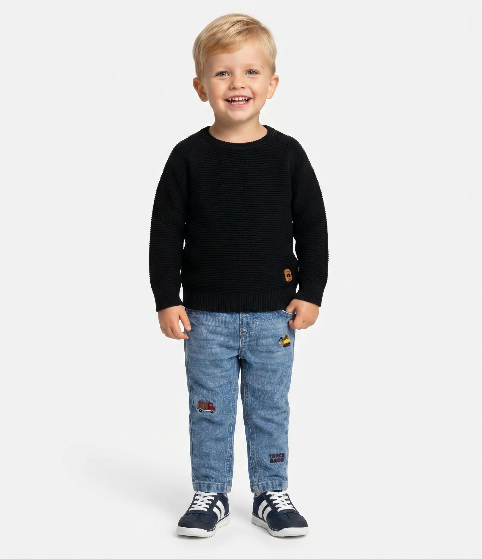 Casaco Infantil em Tricô Texturizado com Manga Raglan – Tam 1 a 4 Anos Preto 1