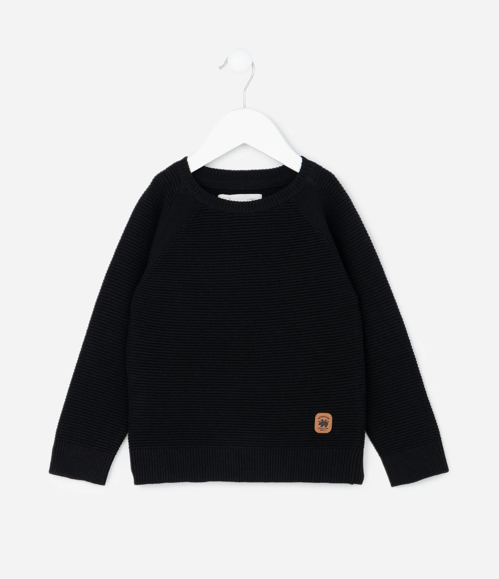 Casaco Infantil em Tricô Texturizado com Manga Raglan – Tam 1 a 4 Anos Preto 1