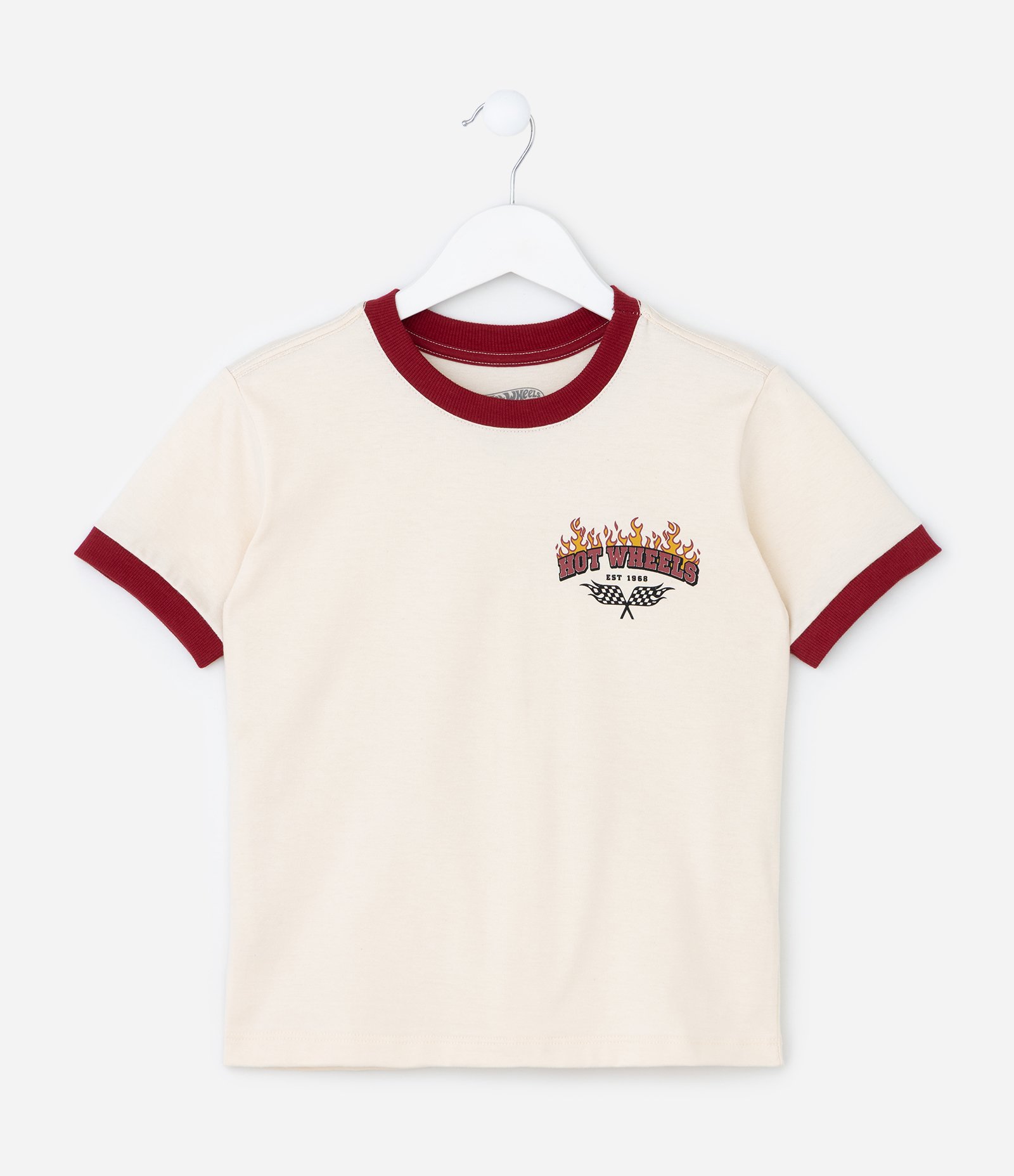 Camiseta Infantil com Estampa e Lettering Hot Wheels - Tam 4 a 10 Anos Bege 2