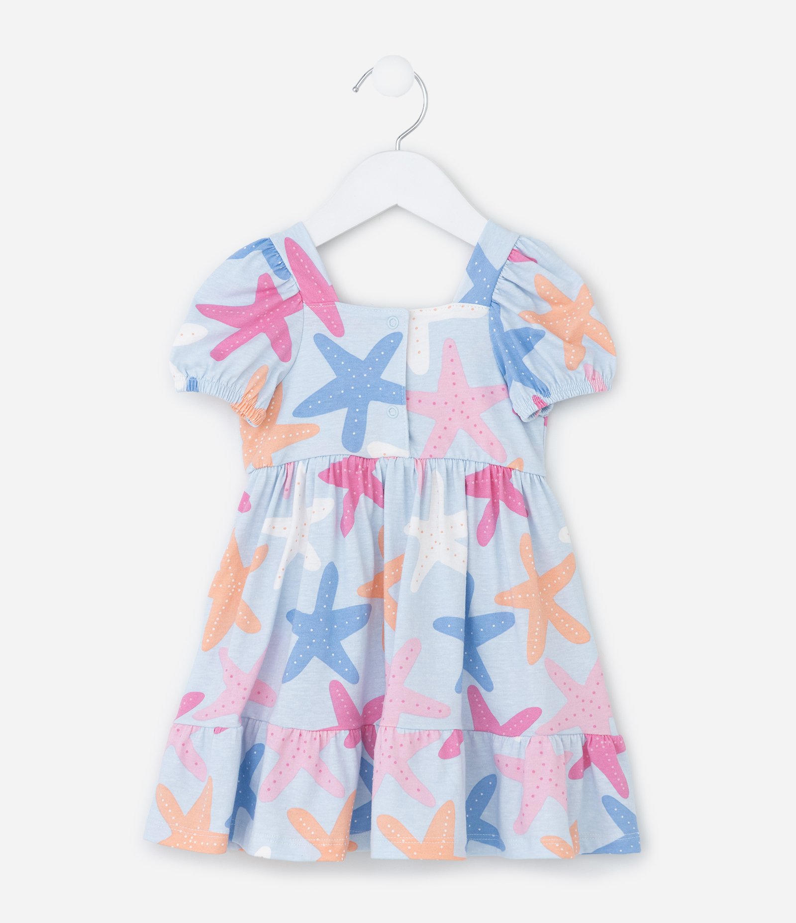 Vestido Infantil com Estampa de Estrelas - Tam 0 a 18 meses Azul 3